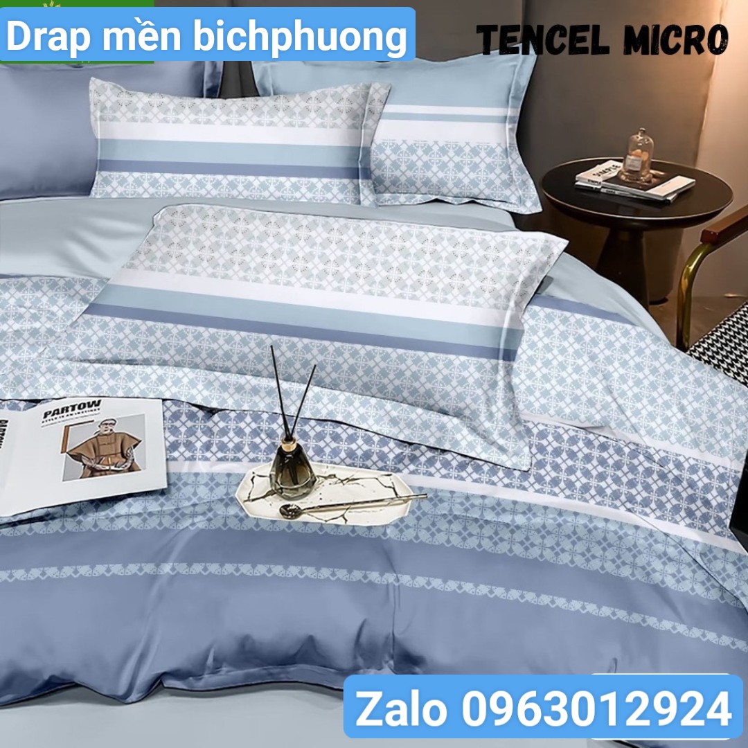 [HCM]Bộ drap  mền tencel hàn quốc 5 món ( 1 drap + 1 chăn chần bông + 3 áo gối) đủ size