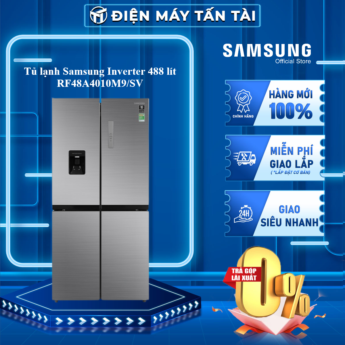 Tủ lạnh samsung inverter 488 lít rf48a4010m9/sv mới 2021 - hàng mới chính hãng - giao toàn quốc - freeship hcm