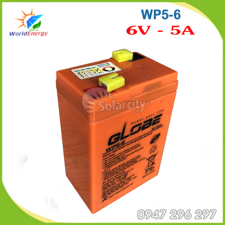 [HCM]Ắc quy Globe 6V-5Ah (WP5-6)