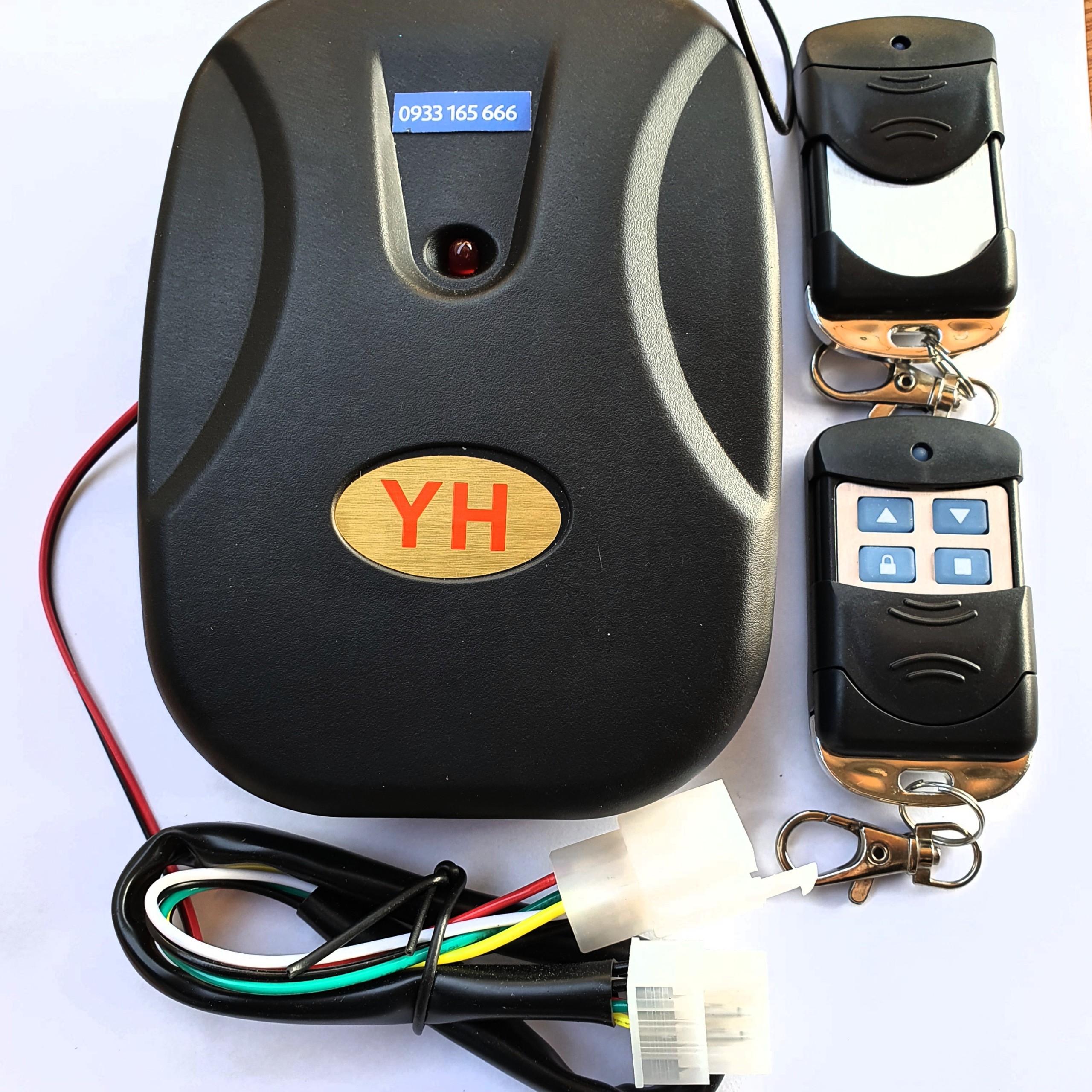 Bộ hộp thiết bị điều khiển cửa cuốn tự động kèm 2 tay điều khiển cố định tần số 433mhz hoặc 8 mã gạt có tự ngắt và cáp nối động cơ