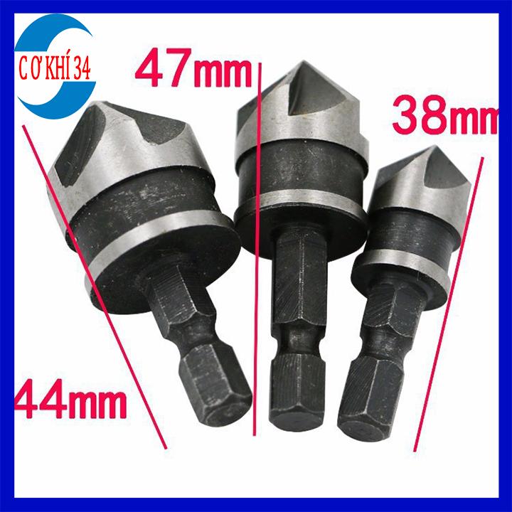 Bộ 3 mũi khoan âm đầu vít gỗ chuôi lục giác cho máy khoan, bắn vít chuyên dụng