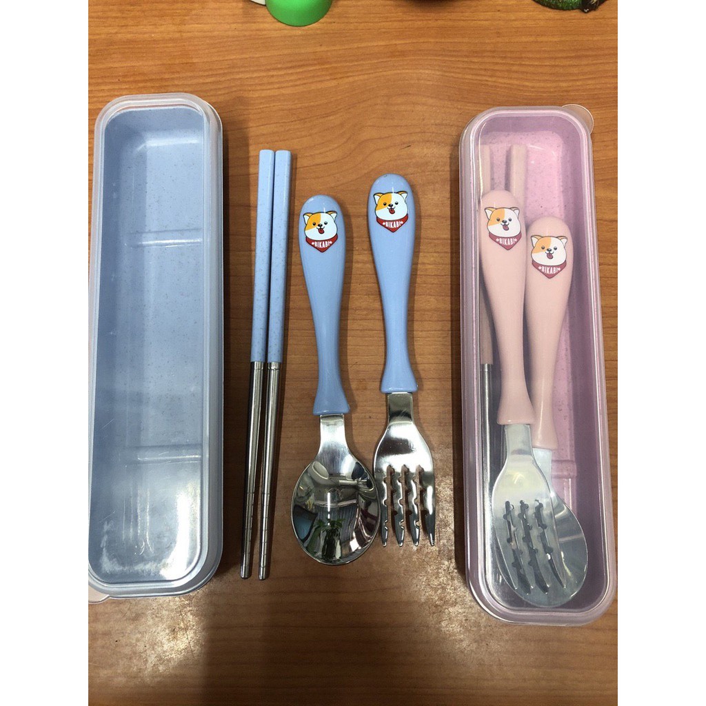 Bộ Đũa Thìa Dĩa Inox Cán Lúa Mạch