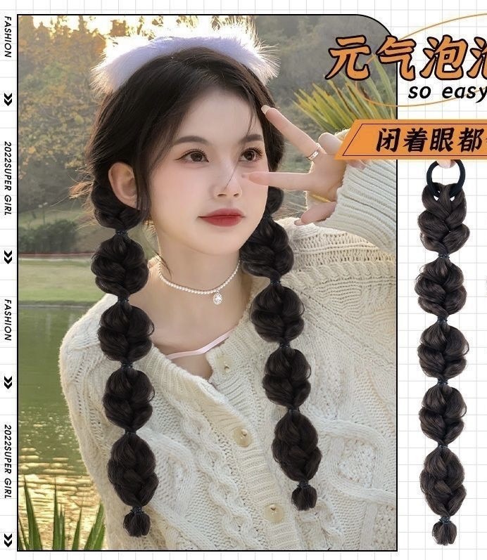 Cột tóc buộc tóc giả thắt bện dễ thương mẫu mới hottrend