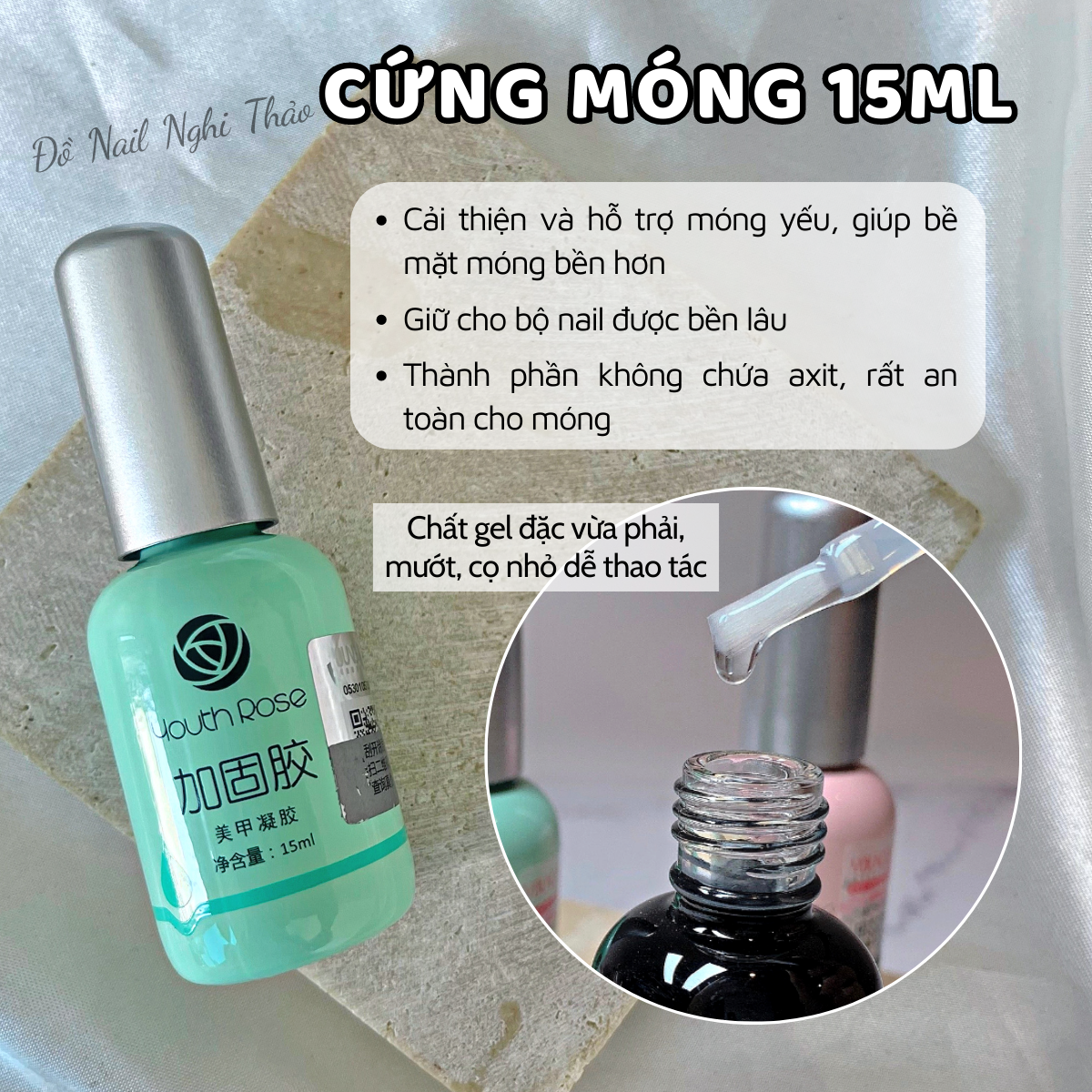 Base top hoa hồng, sơn liên kết móng JELIVA 15ml