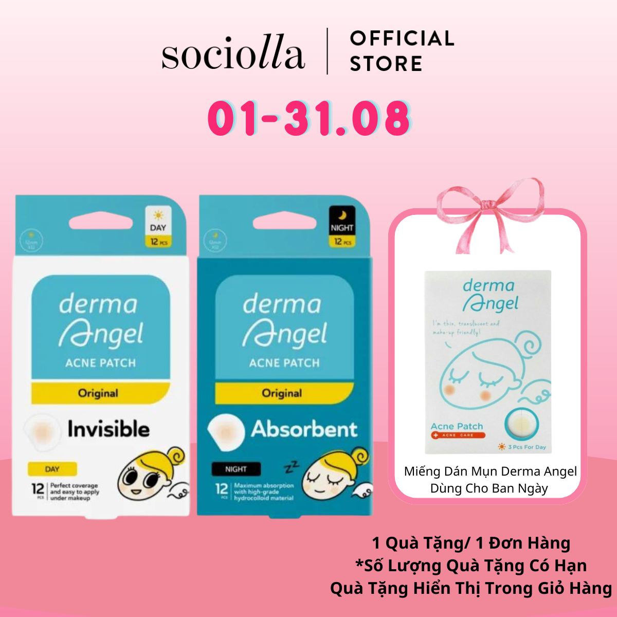 Combo dán mụn day & night derma angel 12 miếng x 2