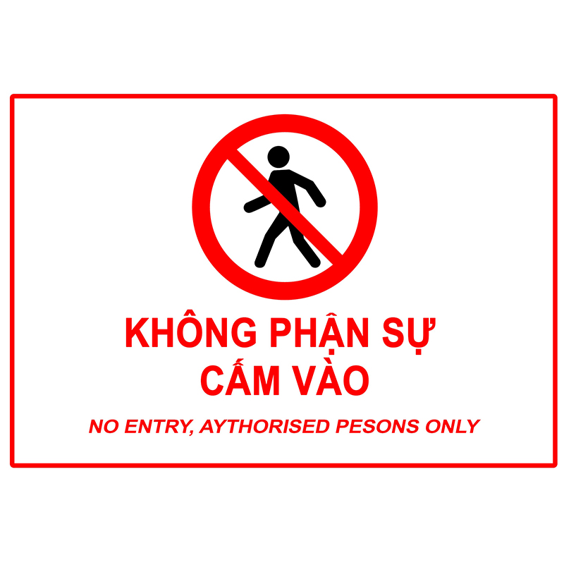 Biển báo không phận sự cấm vào - biển báo dán tường laminate tráng gương