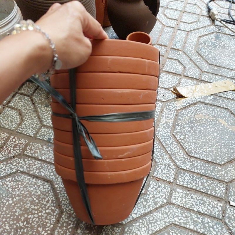 Combo 10 chậu đất nung mỏng, nhẹ m22 x c 13