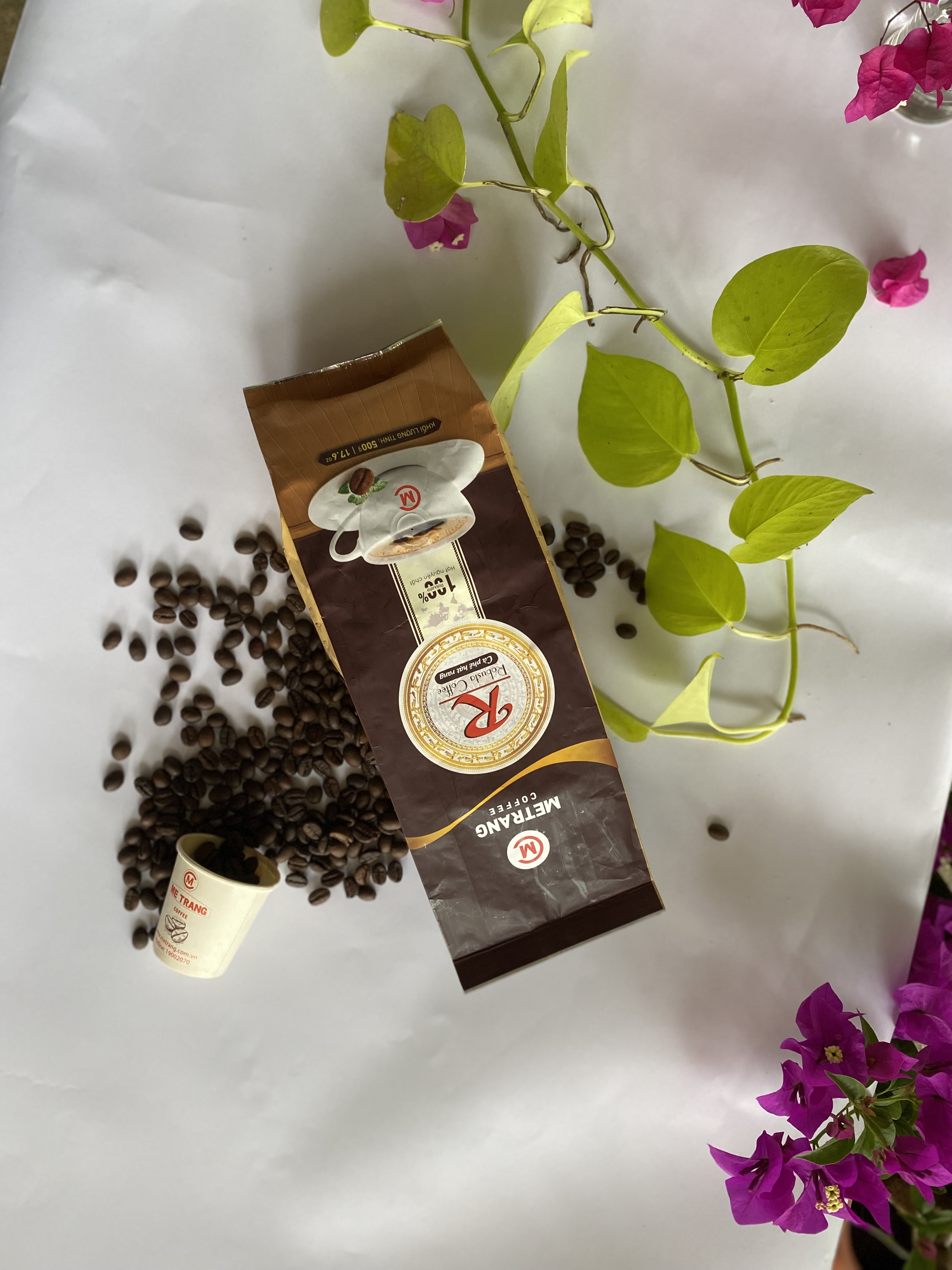 Cà Phê Robusta Mê Trang - túi hạt 500g - cà phê nguyên chất - pha phin