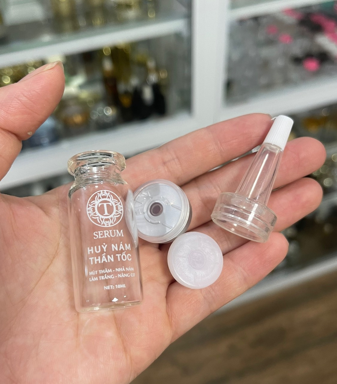 Chai lọ thủy tinh , chai đựng serum 10ml in chữ sẵn