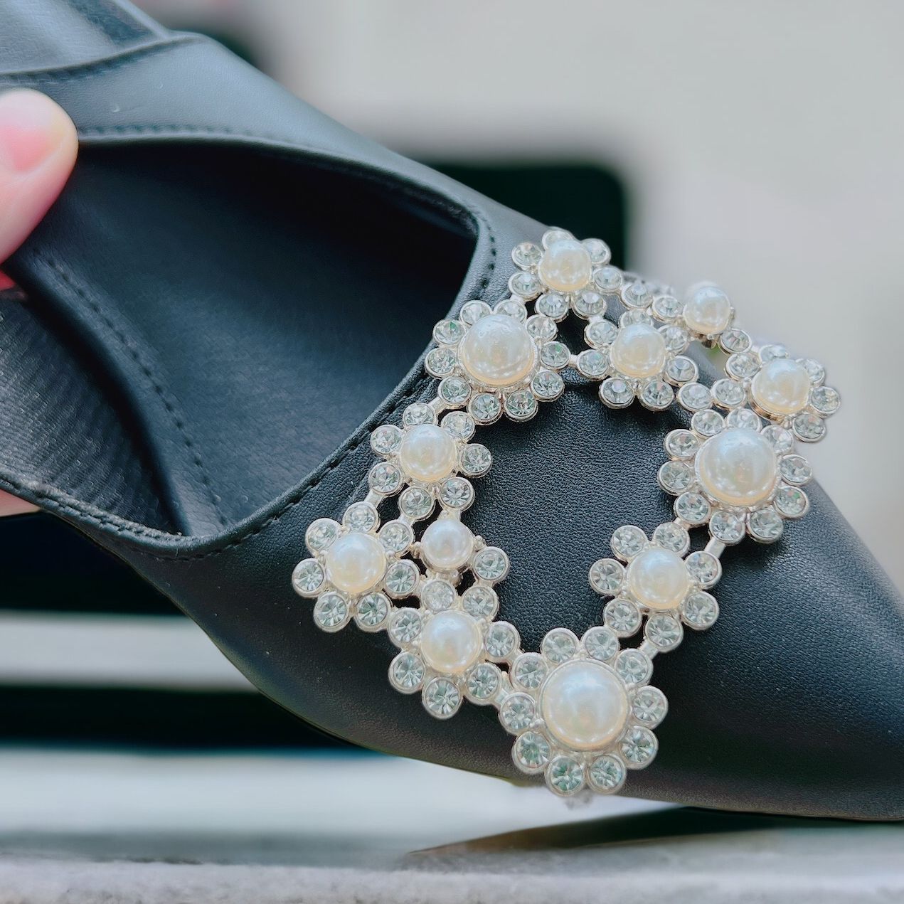 Giày cao gót khóa đá sang chảnh cao 9cm - B33