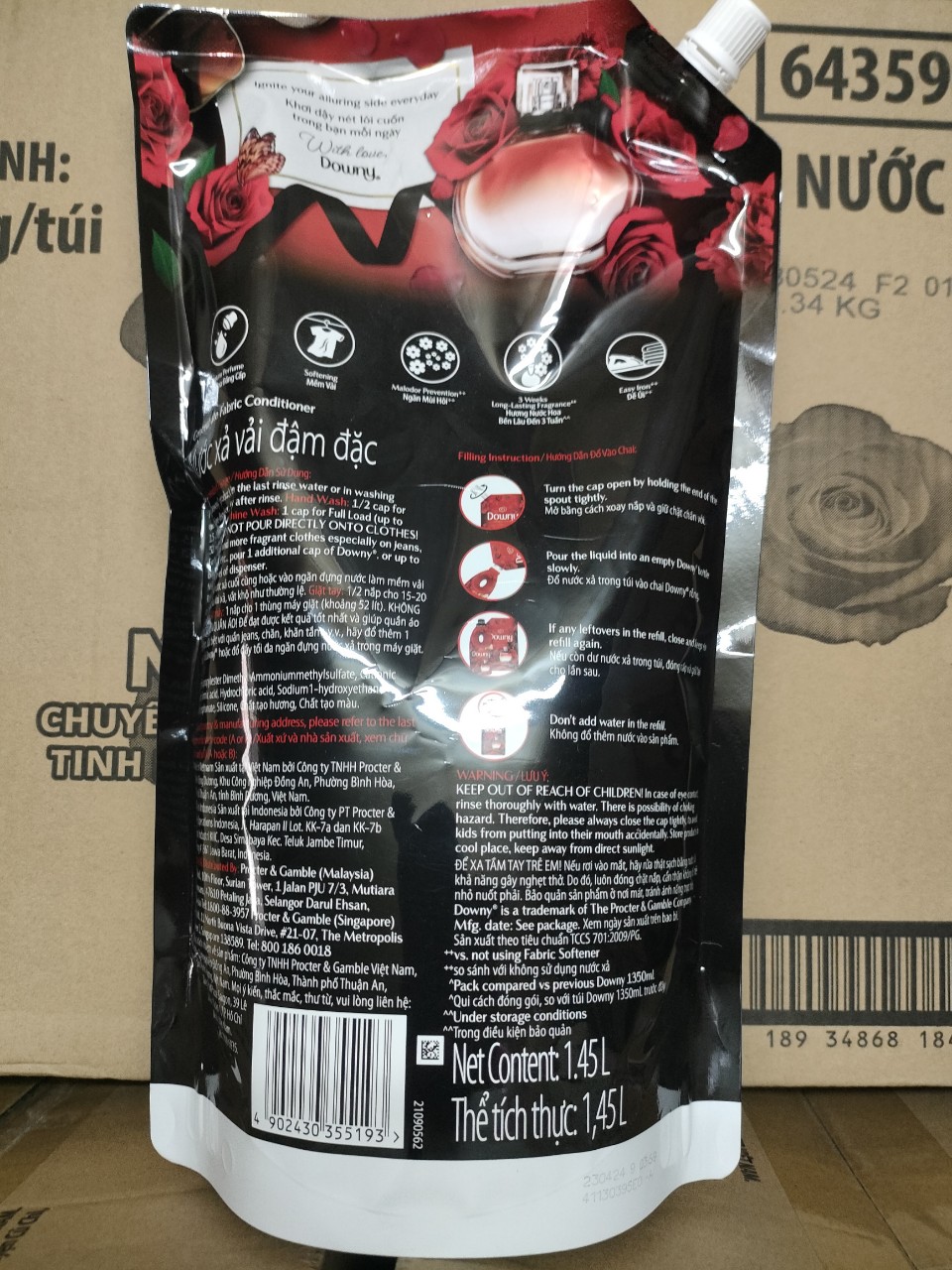 Nước Xả Vải Downy Huyền Bí (1.45L/Túi)