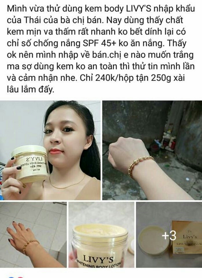 Kem Siêu Trắng Da Body Livy'S Thái Lan