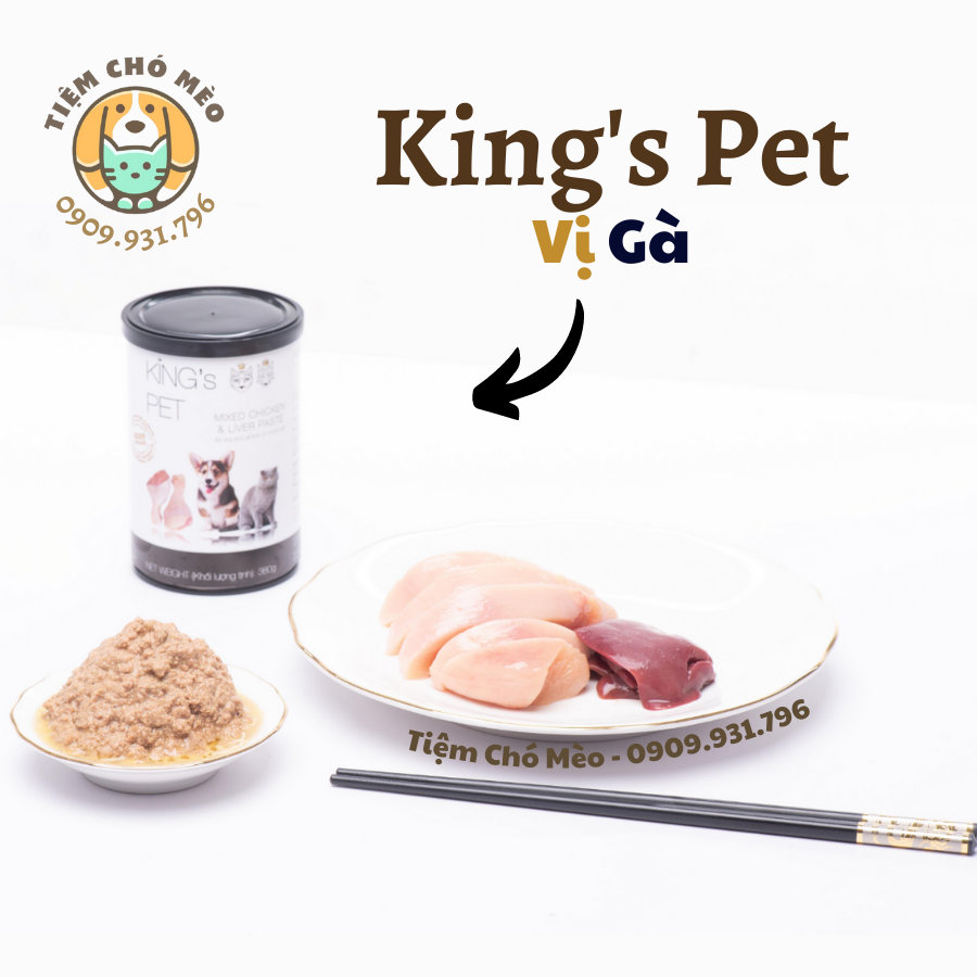 PATE KING'PET DÀNH CHO MÈO - 3 VỊ ( CÁ HỒI, HỖN HỢP CÁ, HỖN HỢP GÀ ) - LON 380G