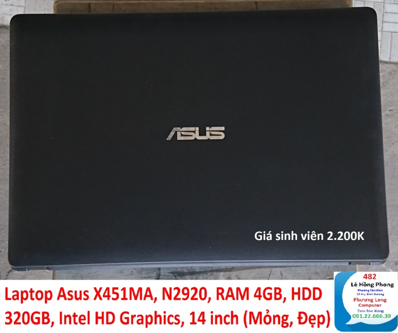 Laptop Asus X451MA, N2920, RAM 4GB, HDD 320GB, Intel HD Graphics, 14 inch (Mỏng, Đẹp)