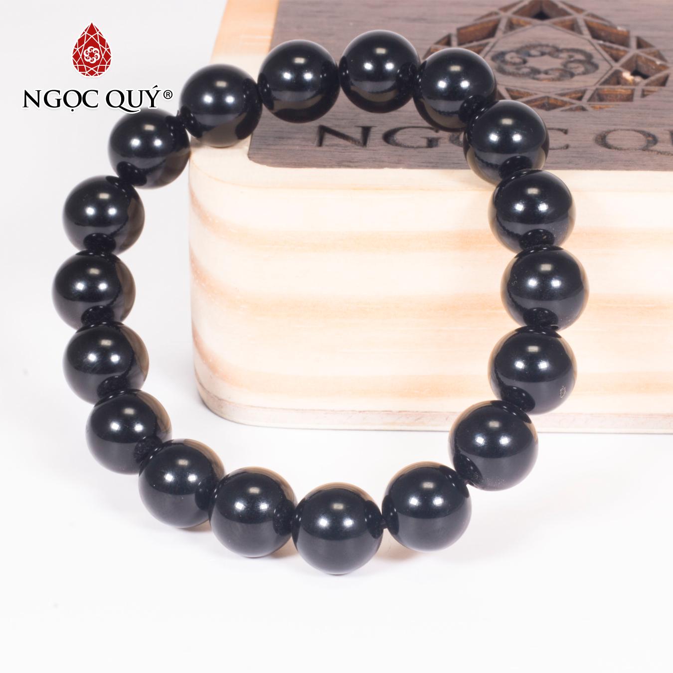 Vòng tay đá obsidian 10mm mệnh thủymộc - Ngọc Quý Gemstones