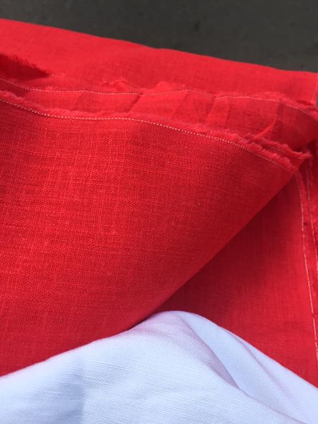 Vải linen tưng gân màu đỏ tươi