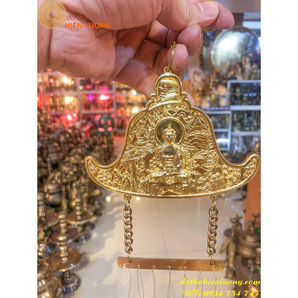 Chuông Gió 6 Ống Bằng Đồng Hình Phật