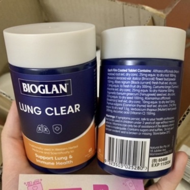 Bioglan Lung Clear Thanh Lọc Phổi Lọ 60 Viên