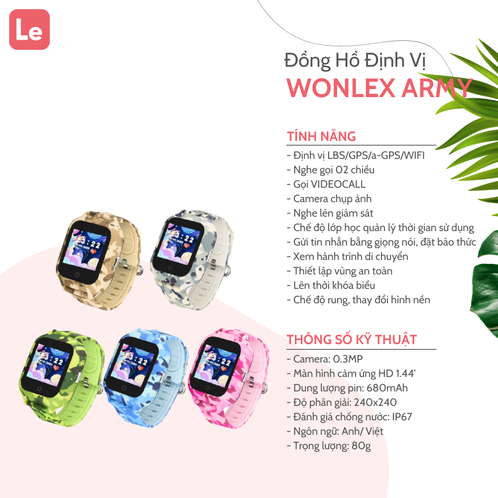 Đồng hồ thông minh trẻ em LeWatch WONLEX ARMY