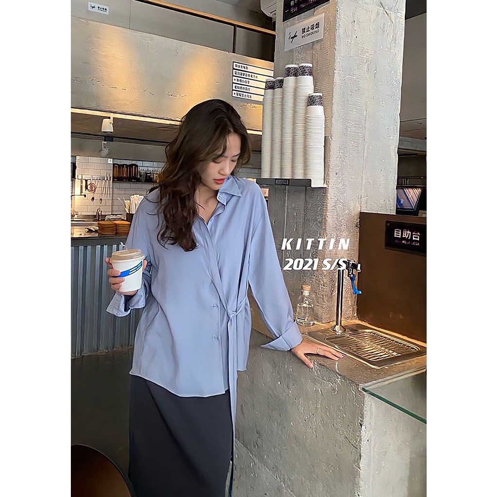 [FREESHIP + HOÀN TIỀN 50K] Áo Sơ Mi Lụa Eo Nơ Dài Tay 🦋 Áo Somi Nữ Buộc Eo Trơn 3 Màu 🦋