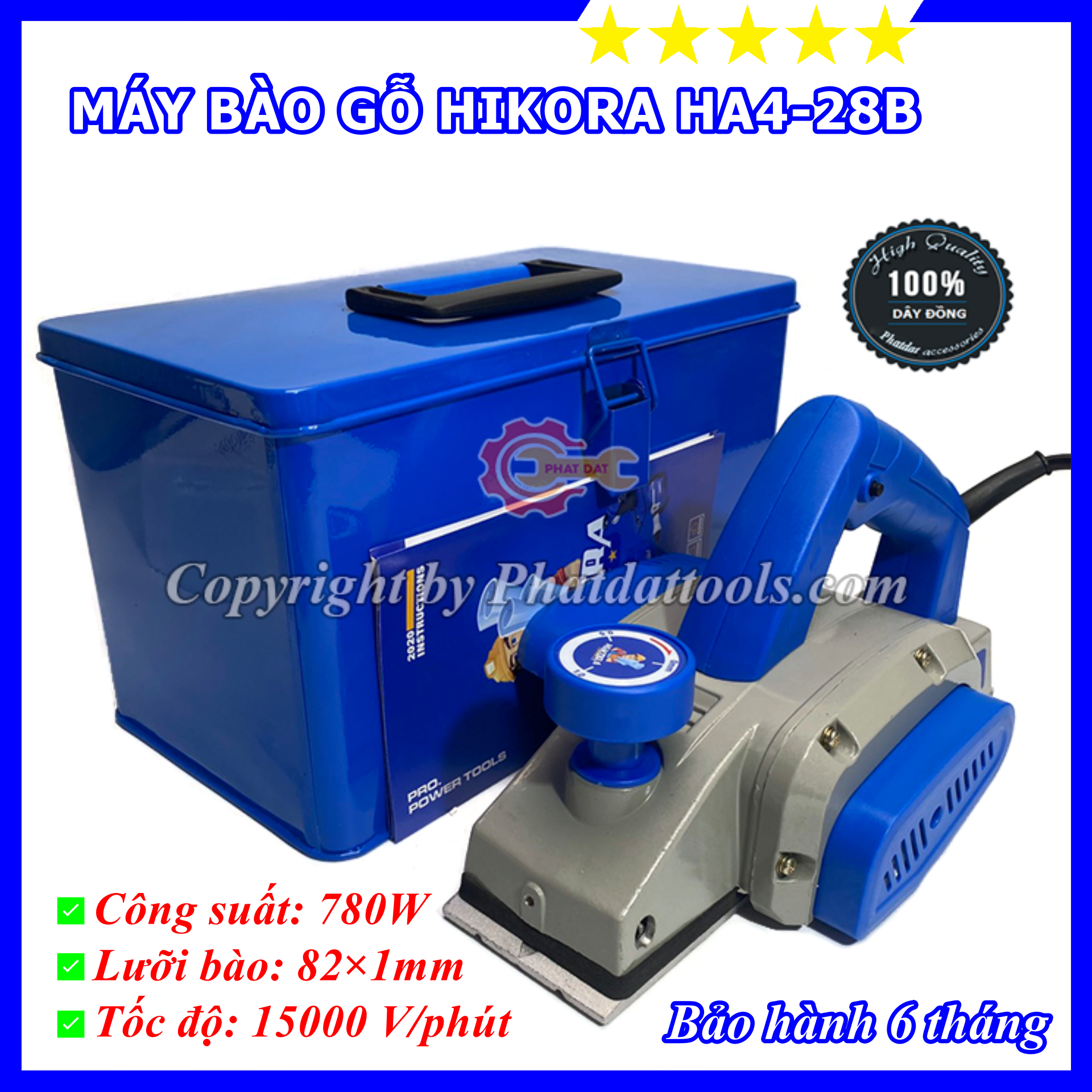 Máy bào gỗ hikora ha4-28b - hàng chính hãng - khung vỏ máy bằng nhôm đúc bao khỏe, bao bền - bảo hành 6 tháng
