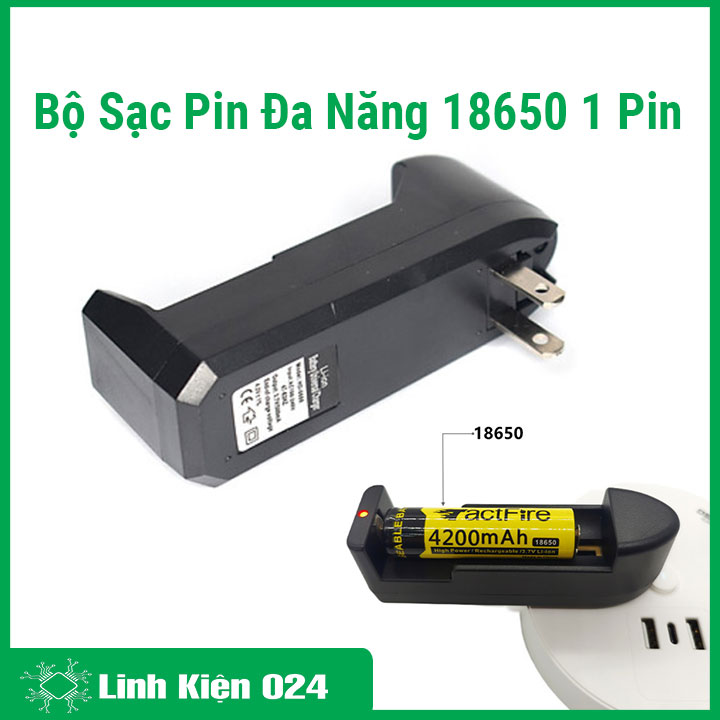 Bộ sạc pin đa năng 18650 1 pin led báo khi sạc