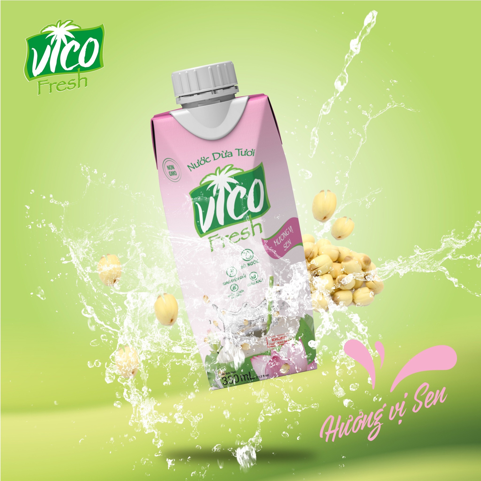 COMBO 5 HỘP NƯỚC DỪA VICO FRESH 330ML - VỊ SEN