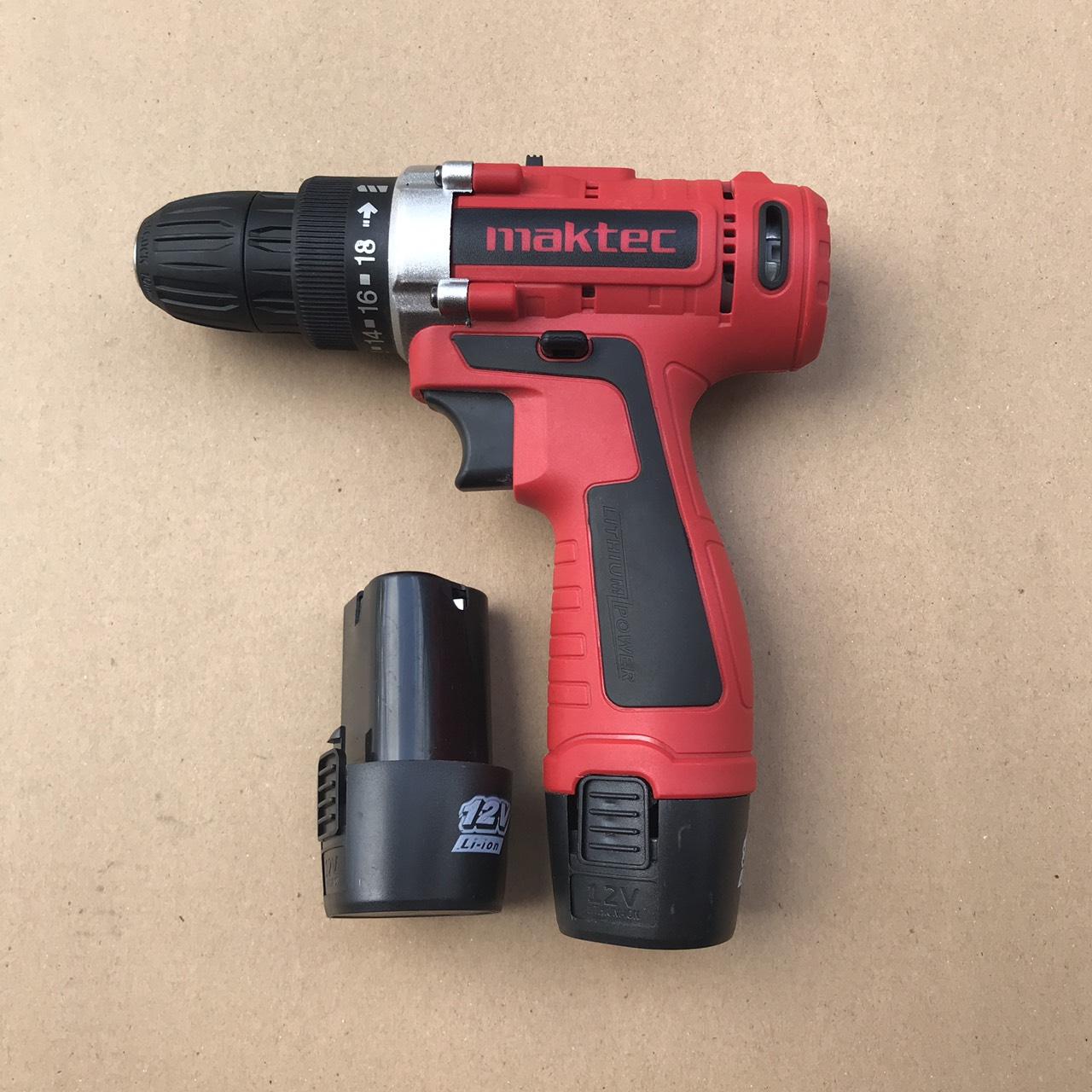 Máy khoan pin Maktec 12V - Khoan 2 cấp tốc độ, kèm 2 pin