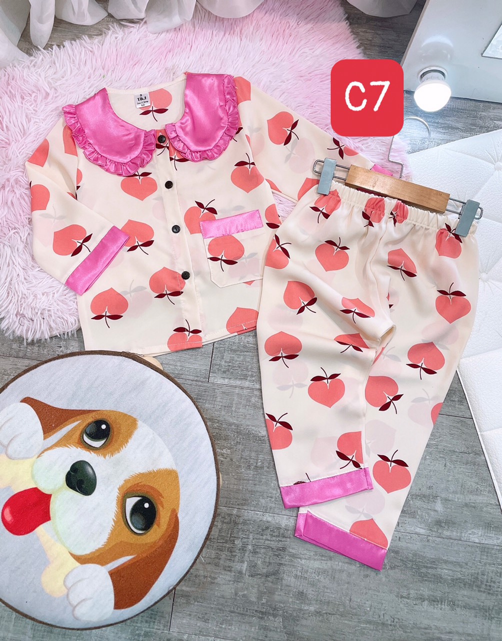 bô pijama lụa mango cho bé 22-35kg