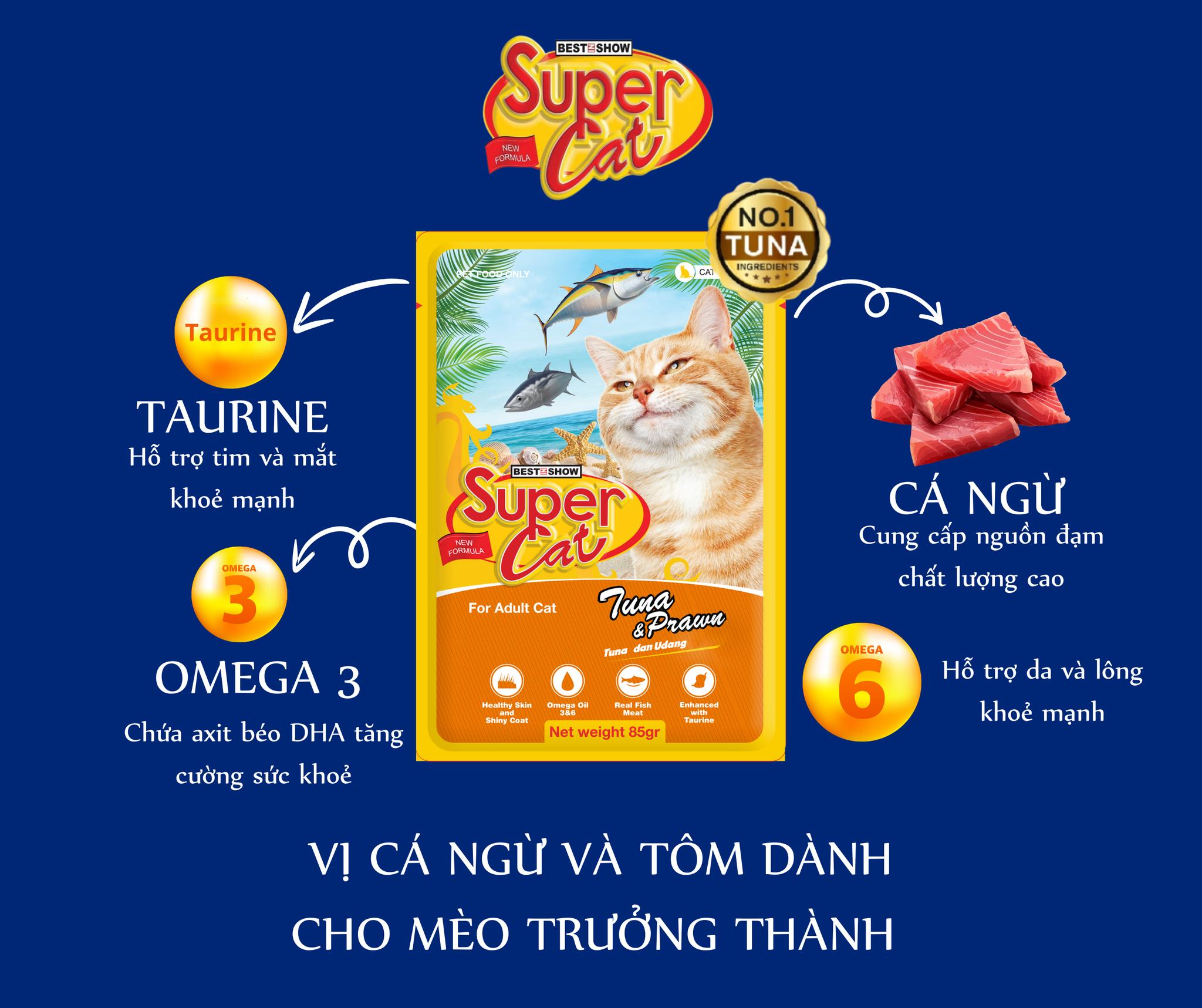 pate supercat nhiều Taurine 85gr dành cho mèo - T3 PETS SHOP