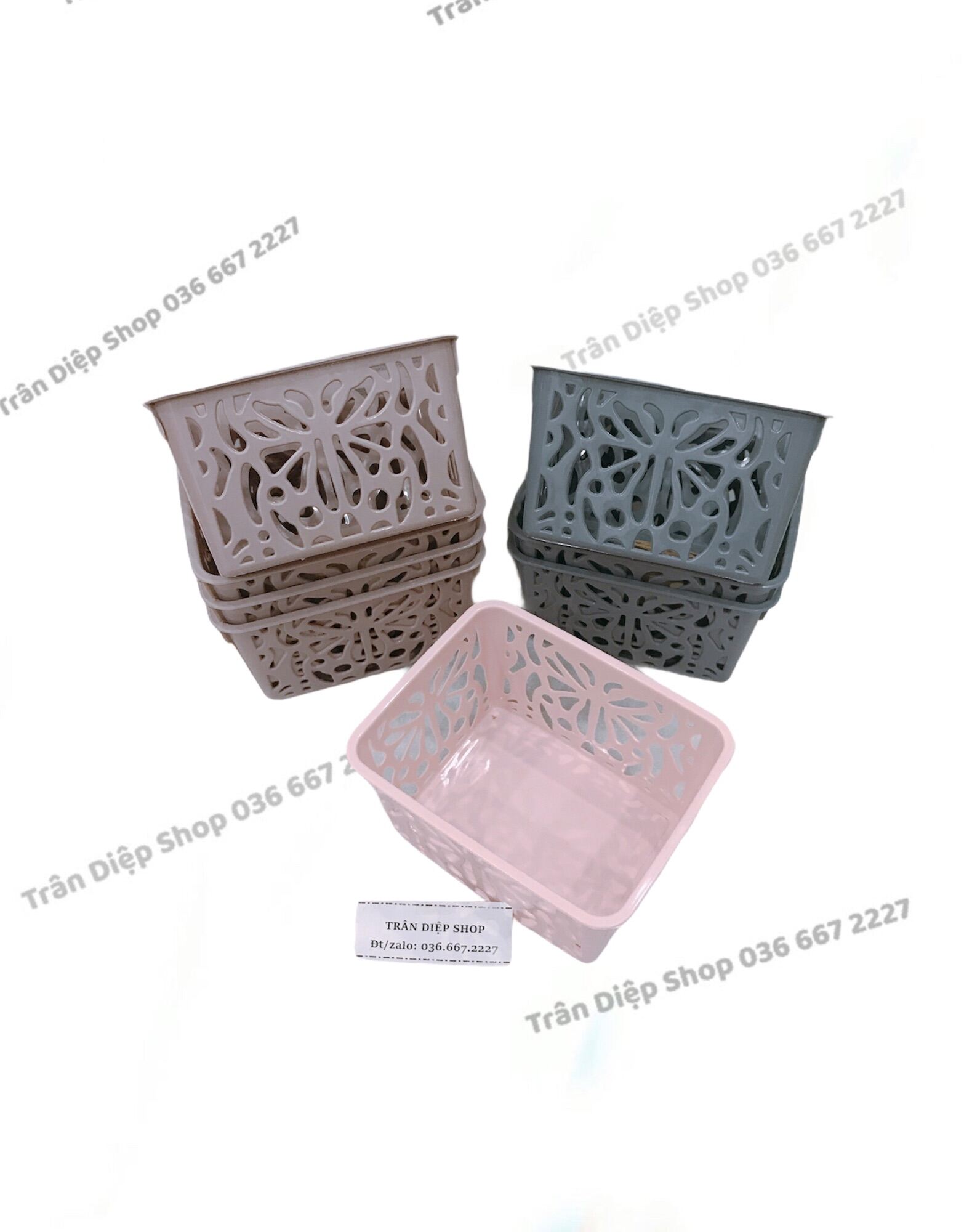 Set 2 rổ chữ nhật ngắn nhiều màu