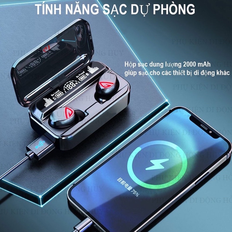 [HCM] Tai nghe bluetooth gaming S10 Pro cao cấp, cảm ứng, hỗ trợ đàm thoại, nghe nhạc, kiêm sạc dự phòng