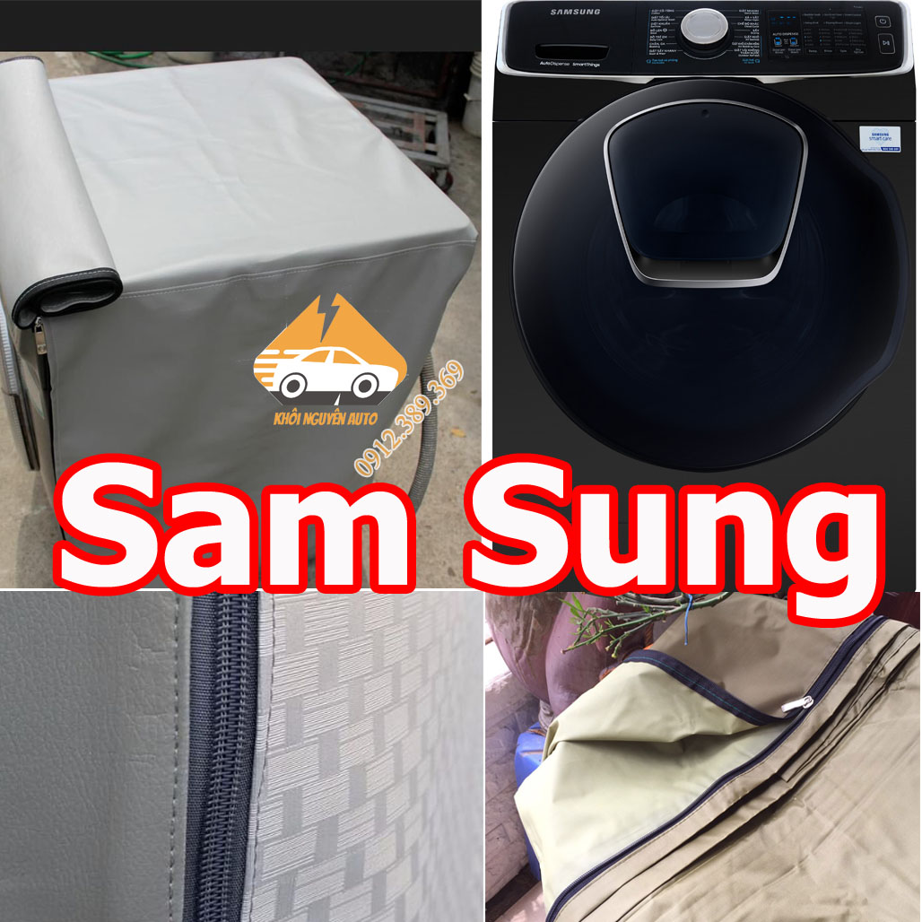 Bạt phủ máy giặt Samsung Cửa Ngang, Lồng Ngang Cao Cấp Vải Dù 3 Lớp Siêu Bền Chống Mưa Nắng Nóng Từ 7kg đến 15kg