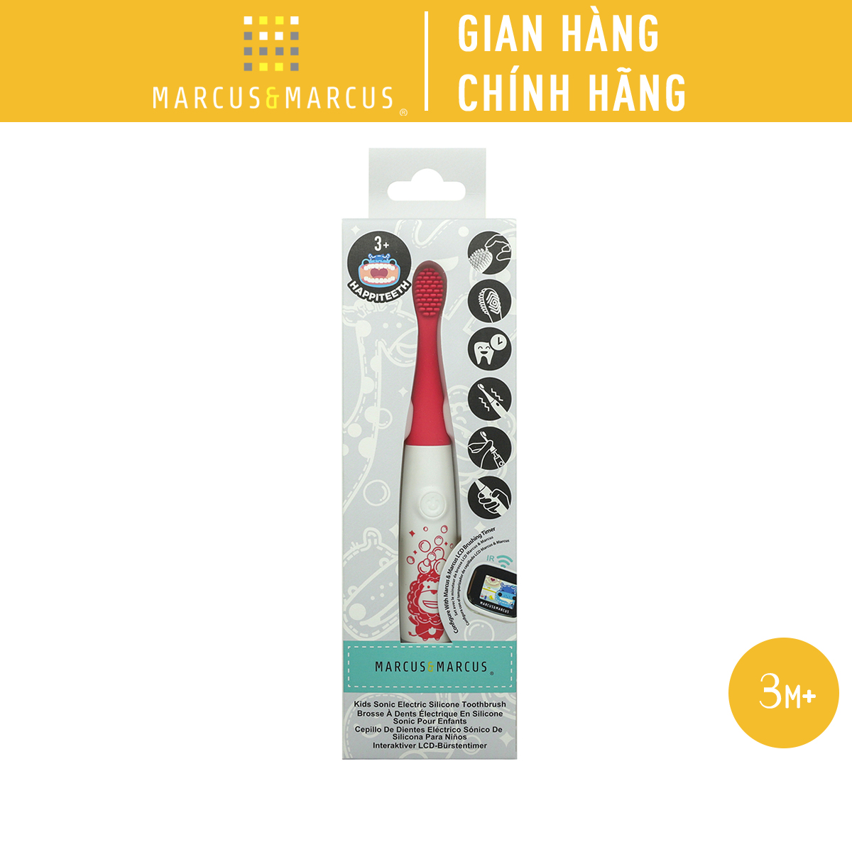 Bản Chải Đánh Răng Silicon Chạy Pin Cho Bé Marcus & Marcus, Từ 3 Tuổi - Marcus