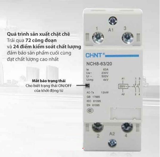 Khởi đông từ 1 pha CHINT NCH8 63A/220V