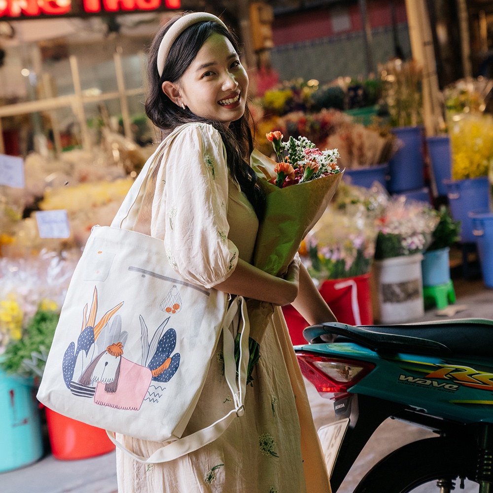 Túi Tote vải Canvas in hình