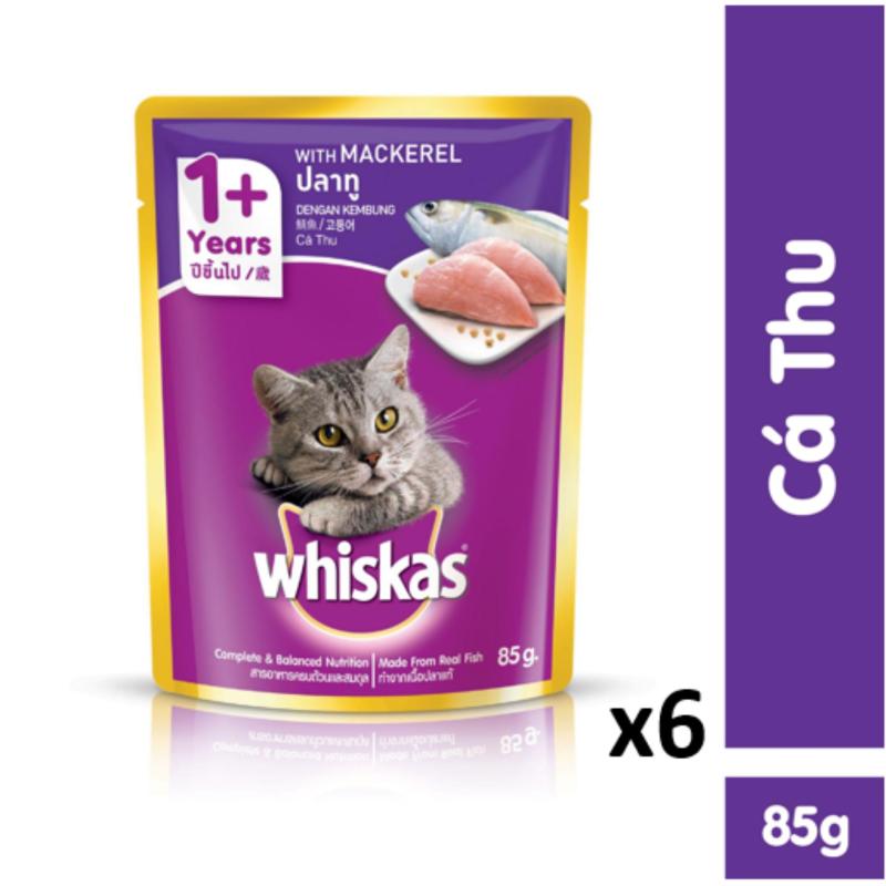 Bộ 6 túi thức ăn cho mèo Whiskas vị cá thu 85g