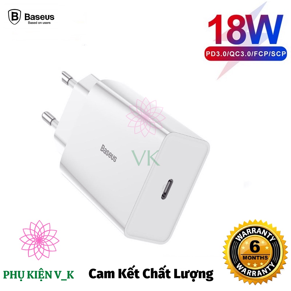 Củ sạc nhanh Baseus Speed Mini QC/PD 18W (USB/ Dual USB/ Type C, PD/ Quick Charger)