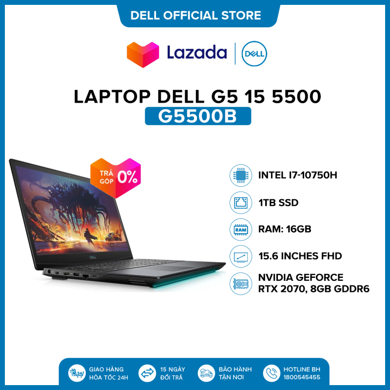 Laptop Dell G5 15 5500 15.6 inches FHD (Intel / i7-10750H / 16GB / 1TB SSD / NVIDIA GeForce RTX 2070, 8GB GDDR6 / Finger Print / Win 10 Home Plus SL) l Black l G5500B (P89F003) l HÀNG CHÍNH HÃNG