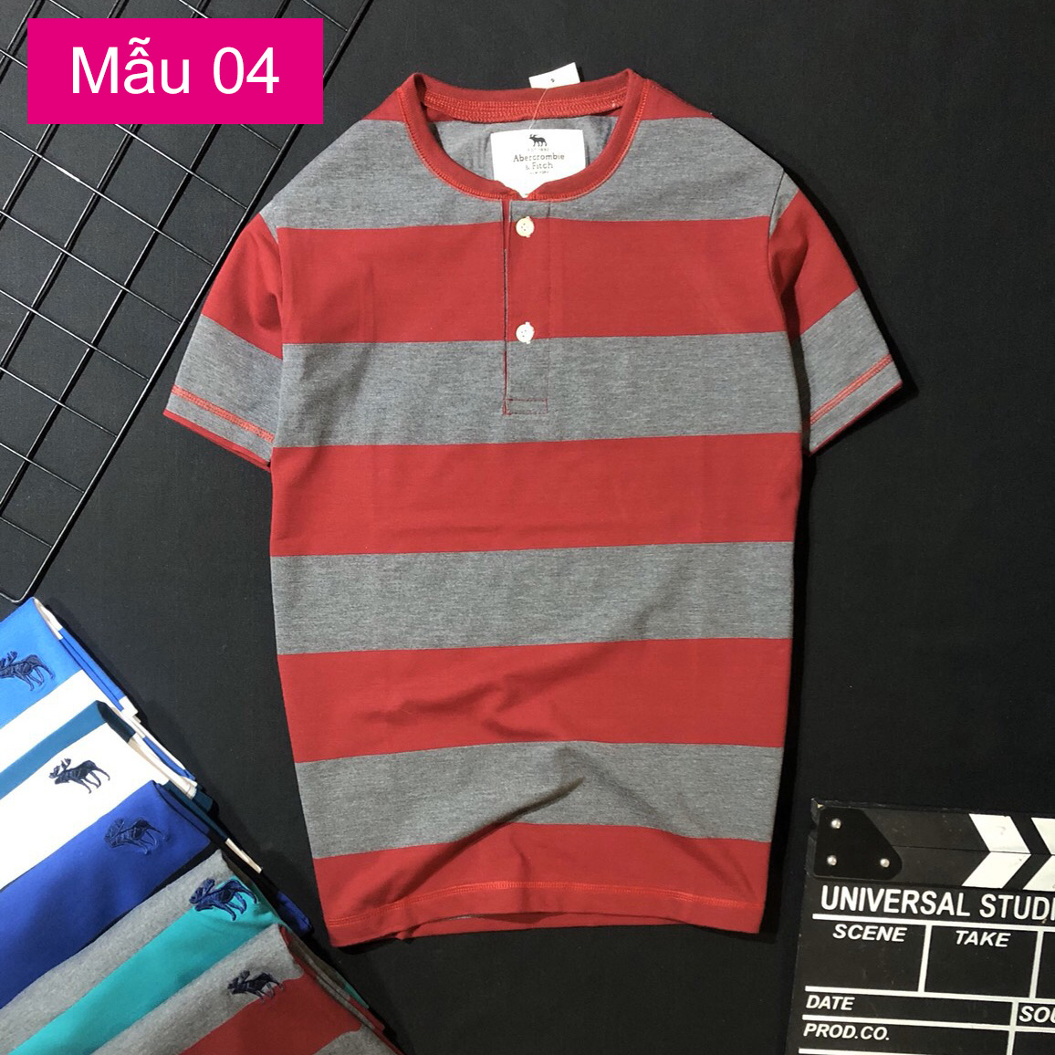 Áo thun nam cổ tim kẻ sọc cotton cao cấp KENSTORE89 ATV075