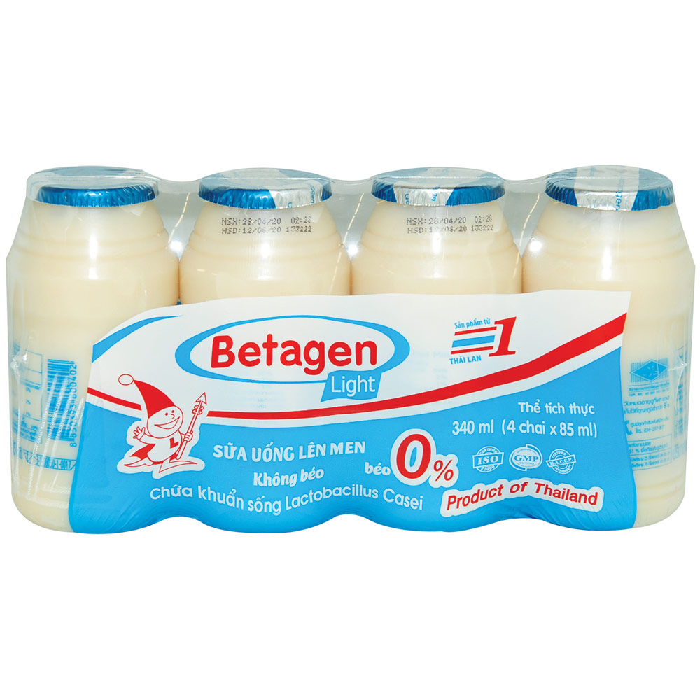 Sữa chua Betagen lên men không béo lốc 4 chai x 85ml
