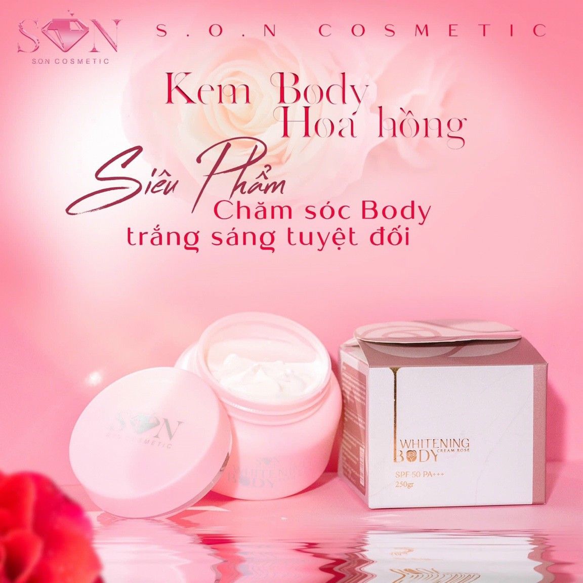 Kem body hoa hồng dưỡng trắng da son chính hãng