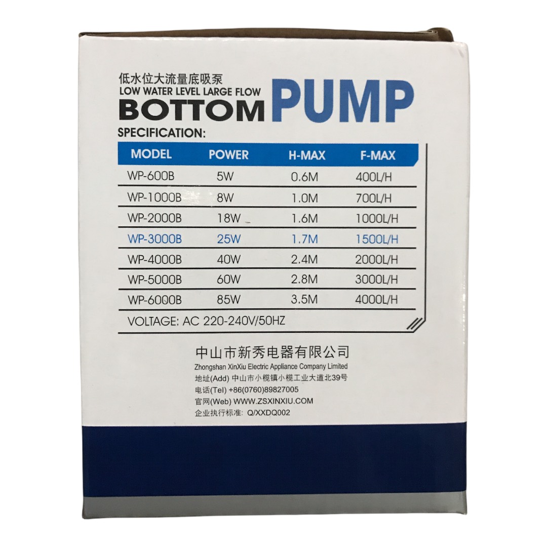 Máy Bơm Hút Đáy Hồ Cá 360 độ WP-3000B-4000B-5000B-6000B