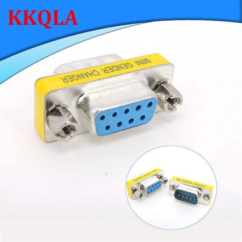 Qkkqla db9 9pin male to male female converter mini gender changer adapter rs232 com d-sub vga plug connector