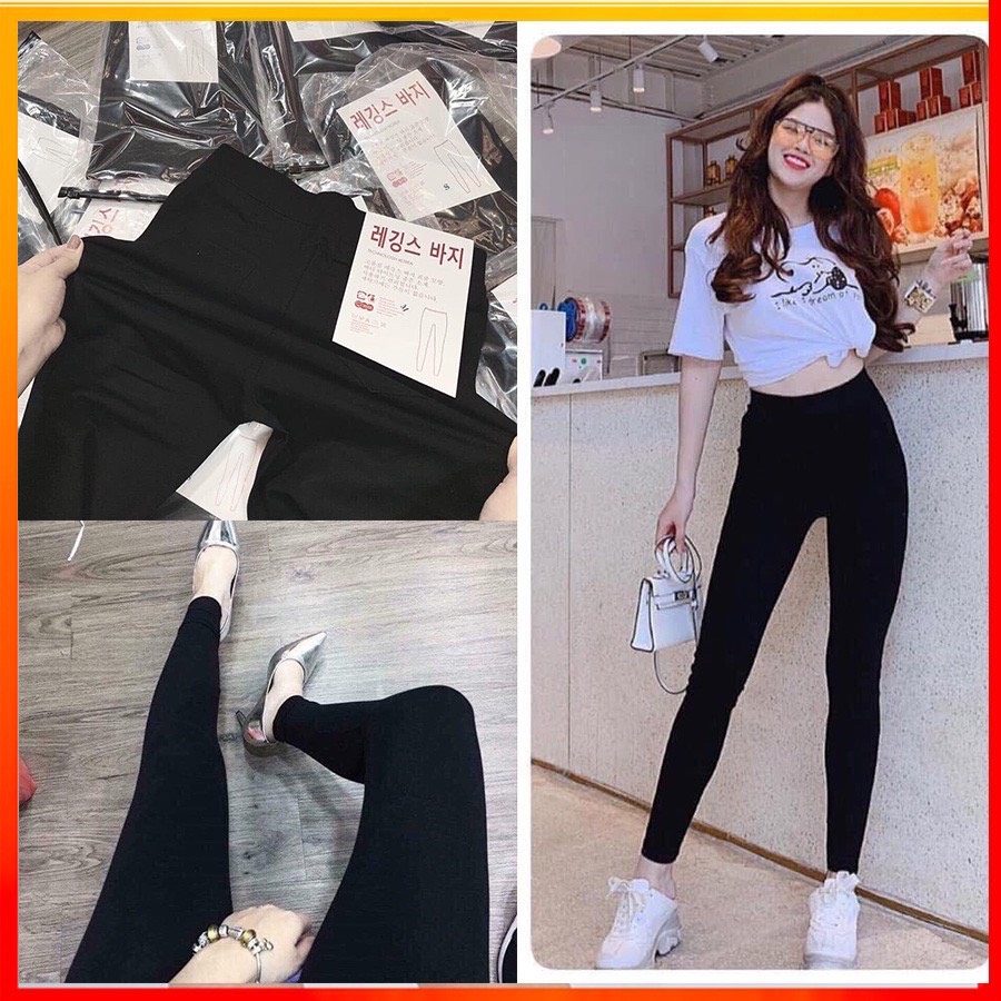 Quần legging nữ cạp cao xuất Hàn siêu co giãn