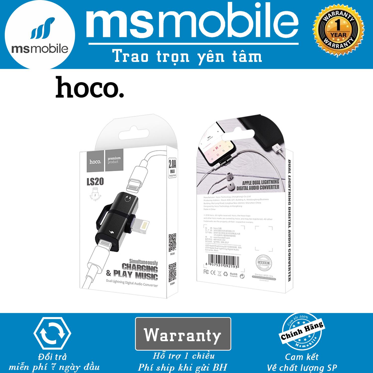CỔNG CHUYỂN TAI NGHE HOCO LS20 GỒM 2 KHE CẮM CHÂN LIGHTNING - HOCO