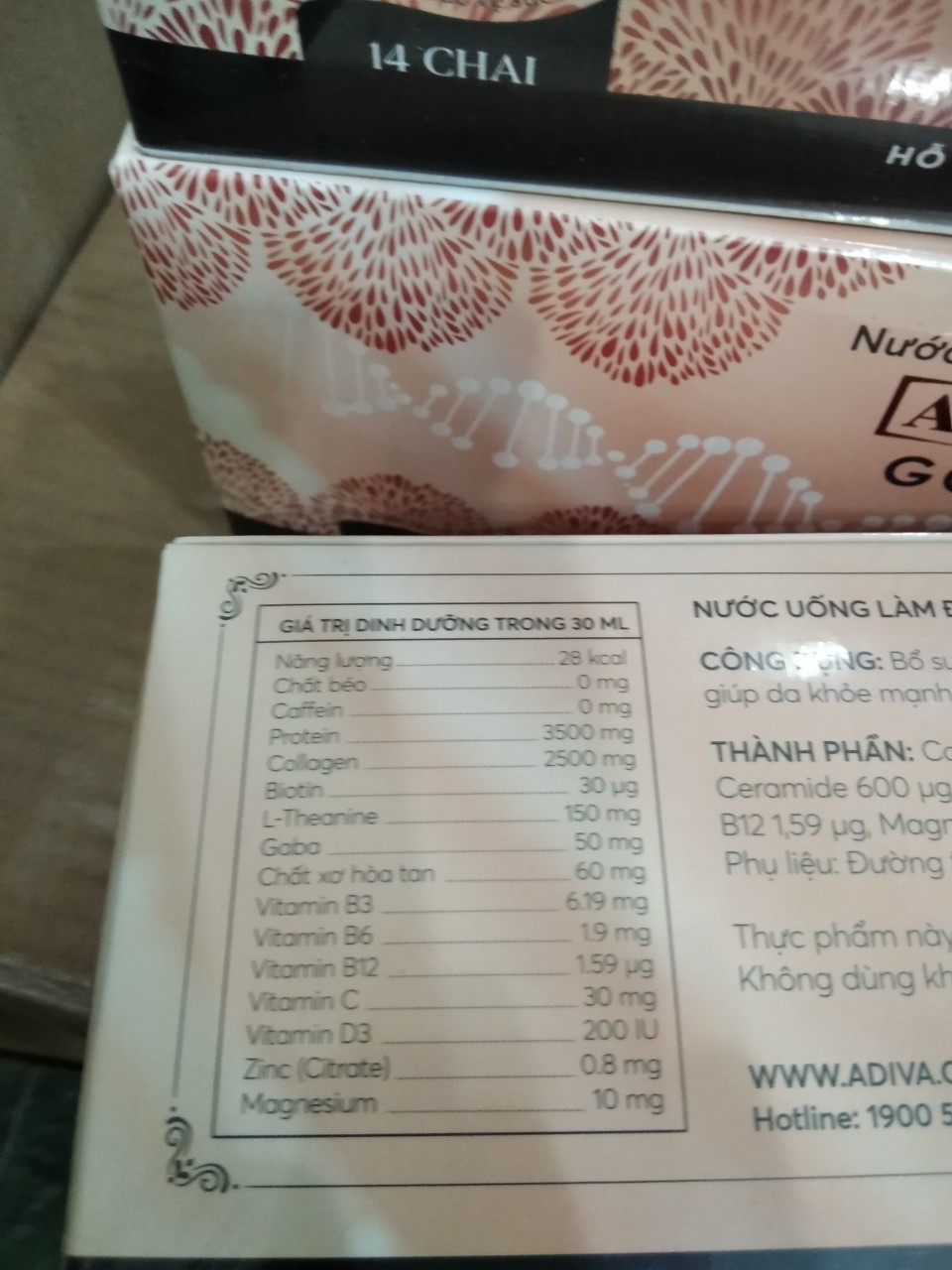 [HCM] 01 hộp Collagen Adiva Gold (14 lọ/ hộp)