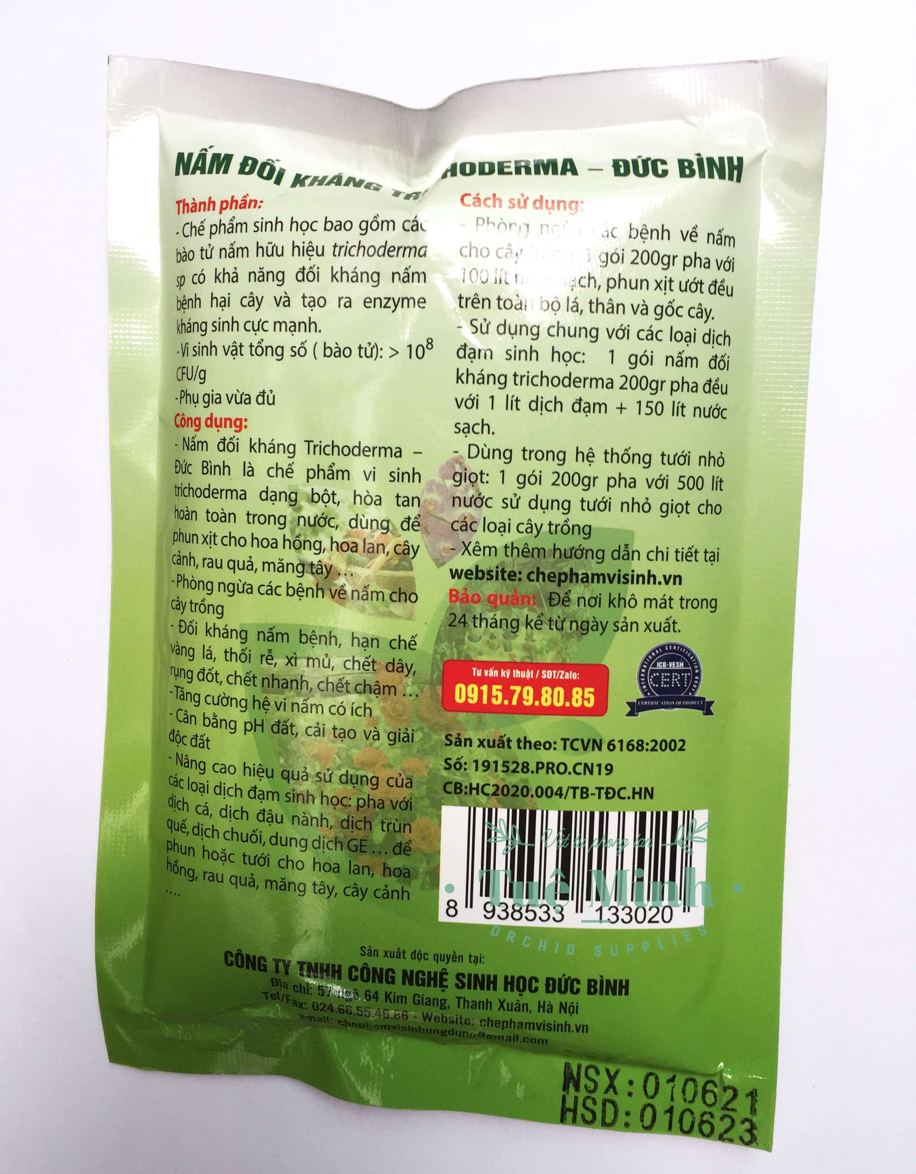 Chế phẩm sinh học TRICHODERMA BACILLUS - Chuyên dùng để ủ phân hữu cơ và kiểm soát nấm bệnh