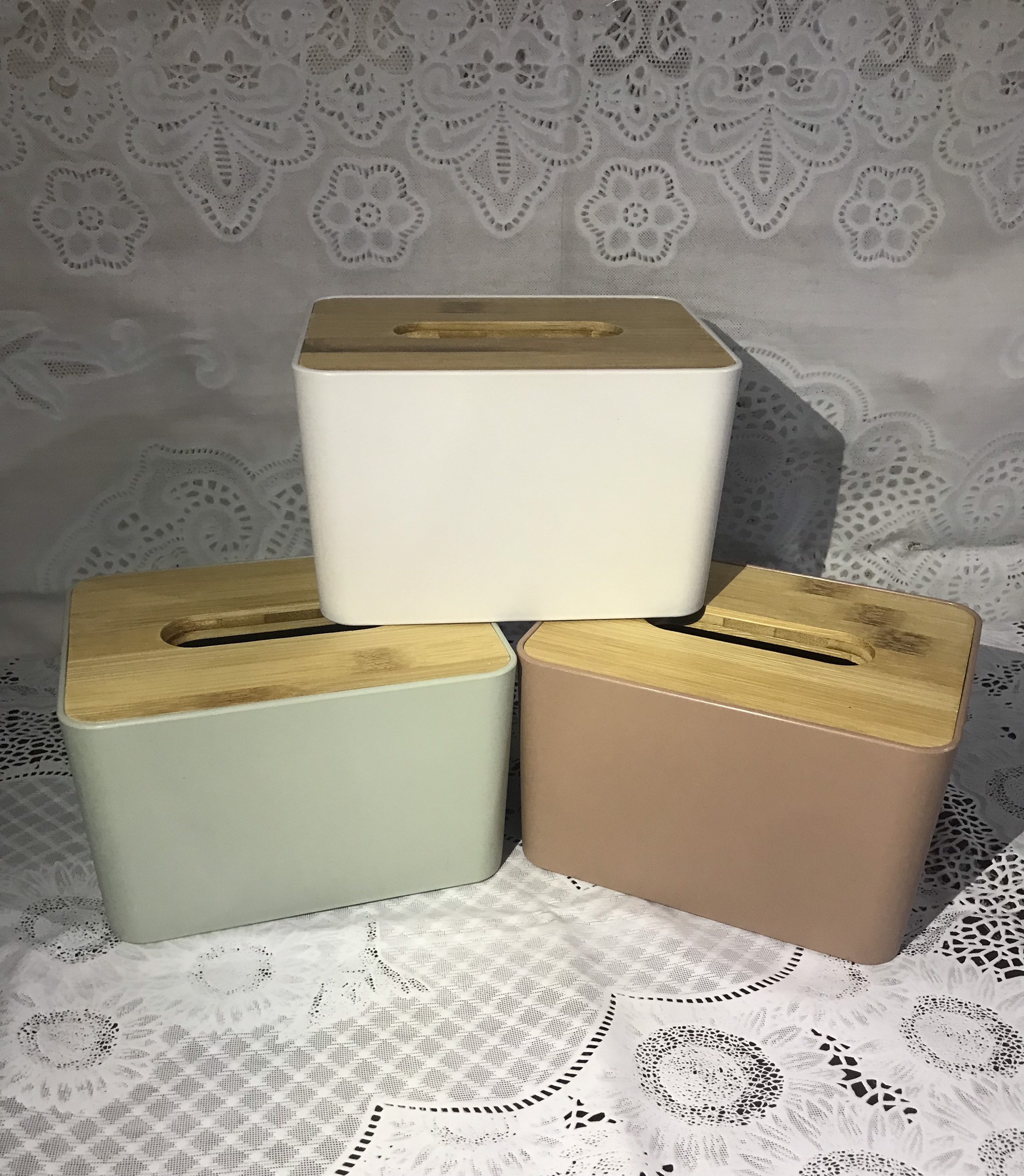Hộp Đựng Giấy Nắp Tre Cao Cấp