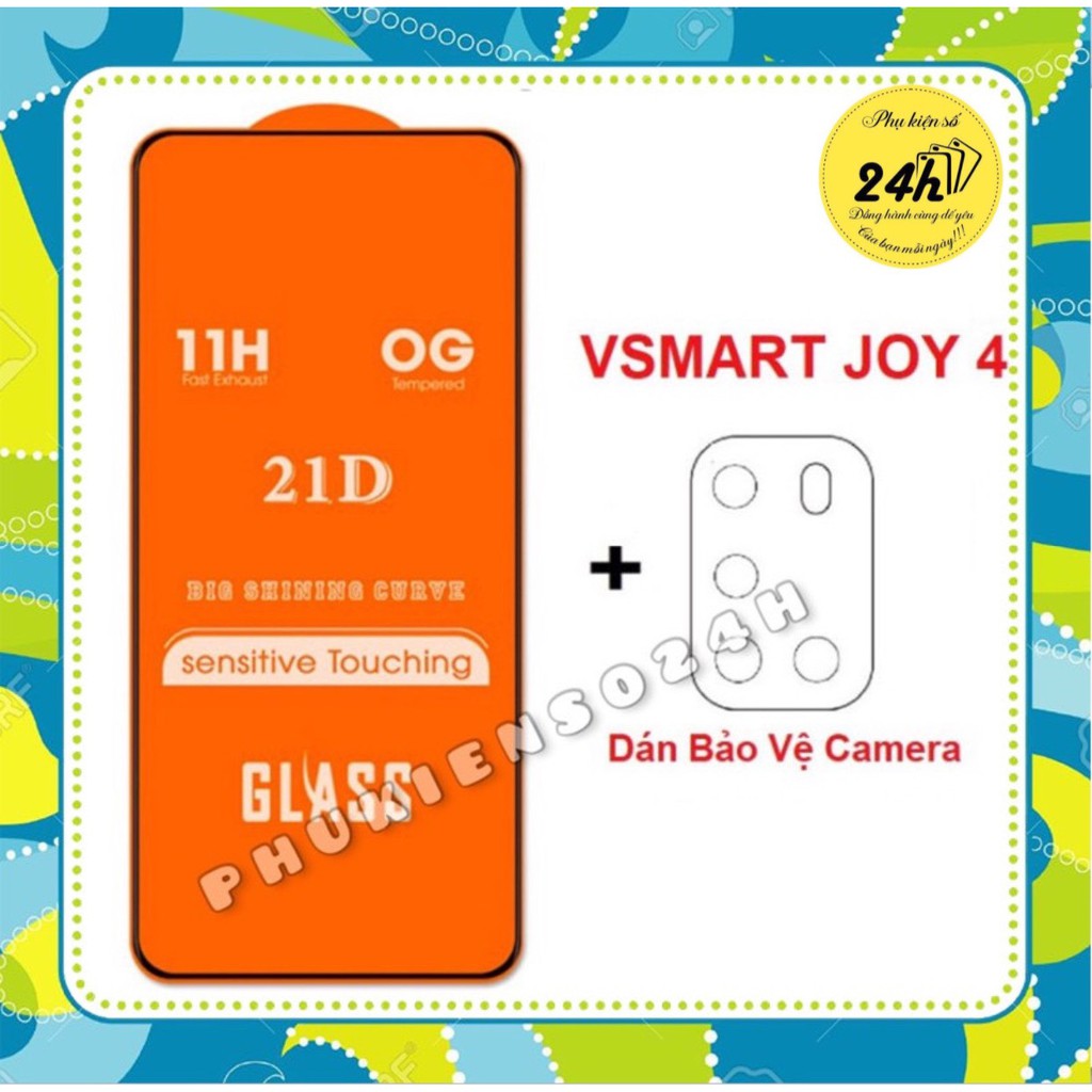Combo Kính Cường lực Full màn hình + dán bảo vệ camera Vsmart Joy 4 - phukienH&T